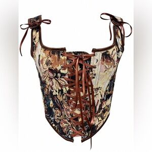 Floral Lace-Up Corset Top